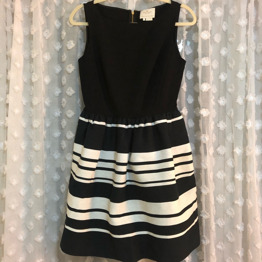 Kate Spade Striped Black & White Sleeveless Dress
